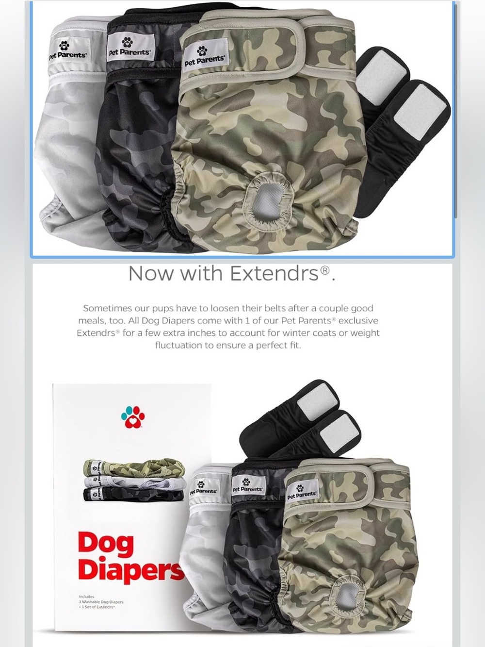 Pet Parents Camo Dog Diaper Set - Green, Black, Grays Large / x-large